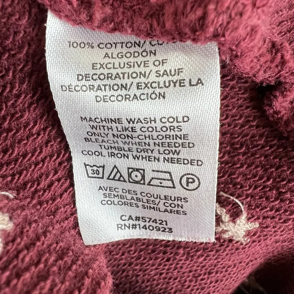 Lou & Grey Burgundy Long Sleeve Crewneck Shooting Star Terry Sweatshirt Size S